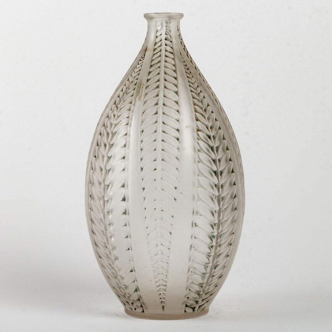 Vase Acacia Verre Patiné Vert René Lalique R.Lalique Green Stain Glass