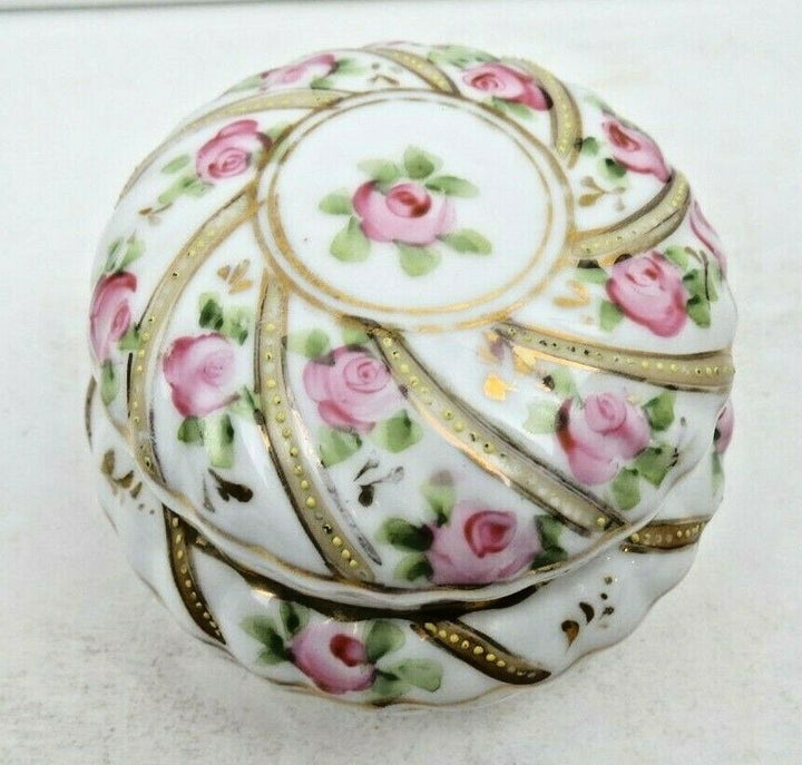ANTIQUE MORIMURA NIPPON ROSES MORIAGE GOLD SWIRLS TRINKET DRESSER VANITY BOX