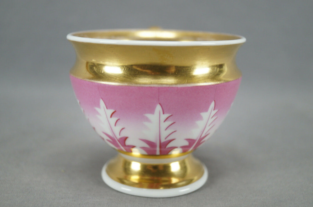 KPM Berlin Hand Painted Pink Leaves & Gold Empire Form Cup Circa 1837-1844