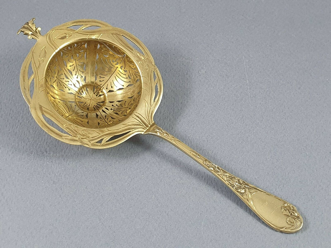 Puiforcat service à thé en vermeil Argent massif Art Nouveau Iris Cuillères