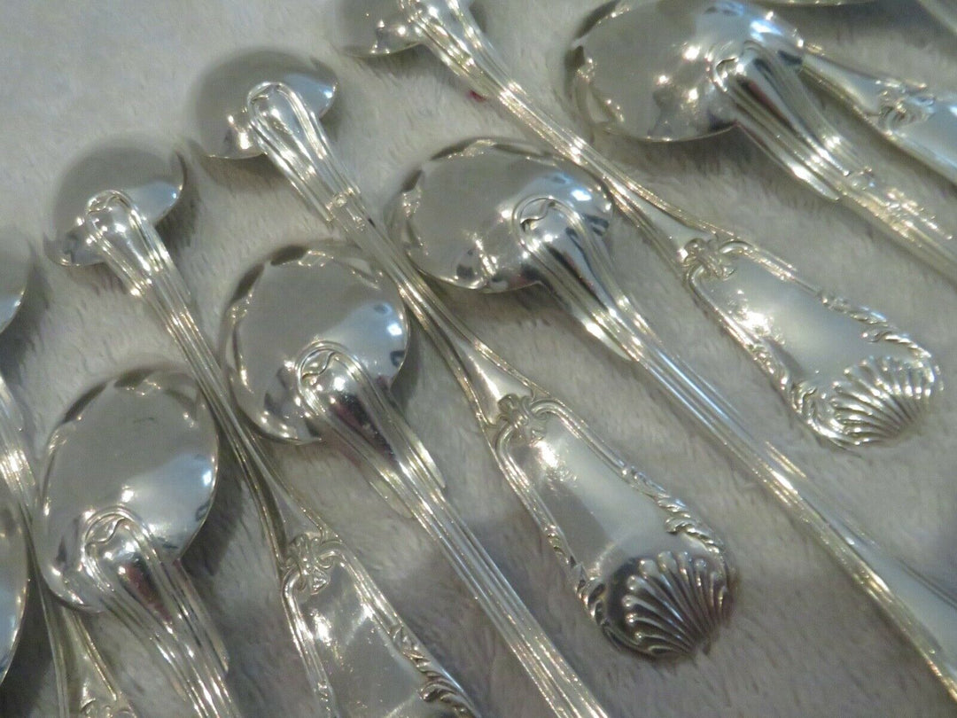 Gorgeous 19th c french 950 silver 12 coffee spoons Puiforcat shells LXIV st