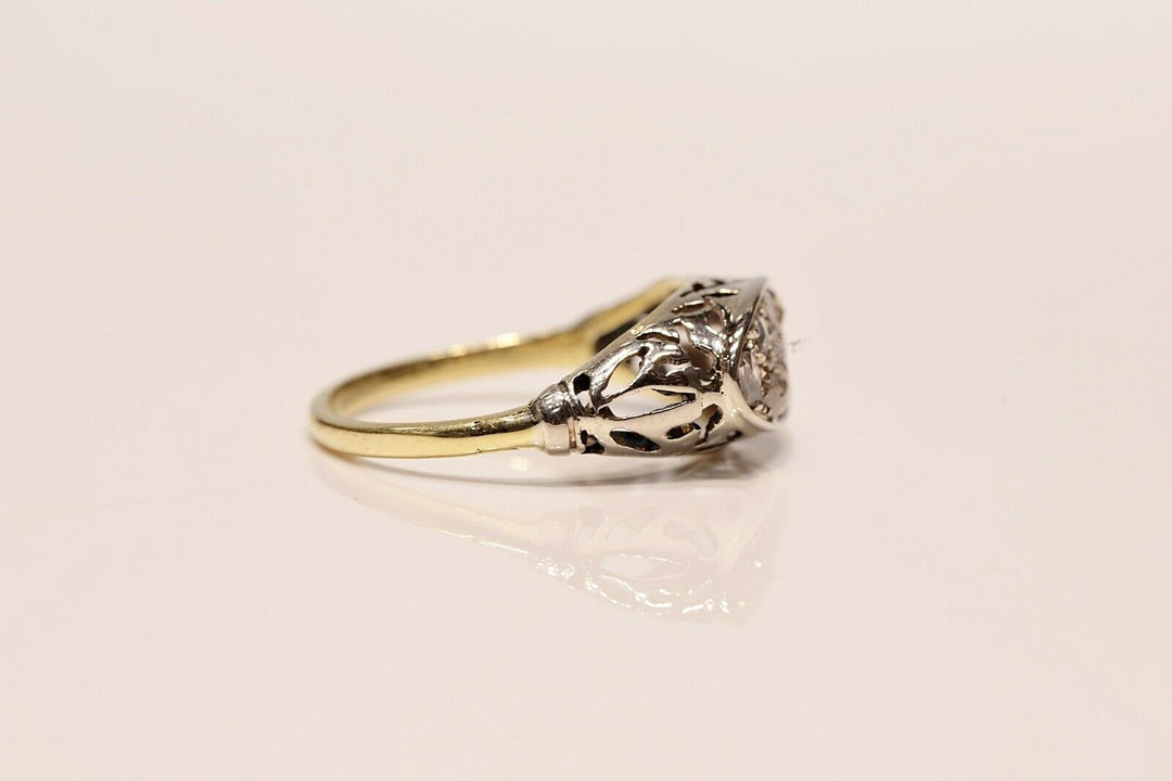 アンティーク オリジナル アールデコ 18K ナチュラルローズカットダイヤモンドのリング