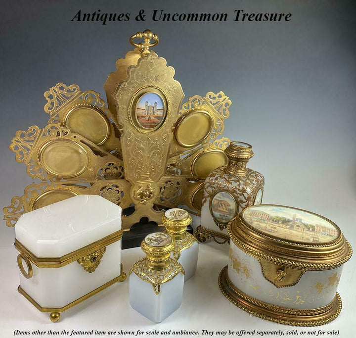 Opulent Antique French White Opaline, Dore Bronze Sugar Caddy, c.1810-30 Box
