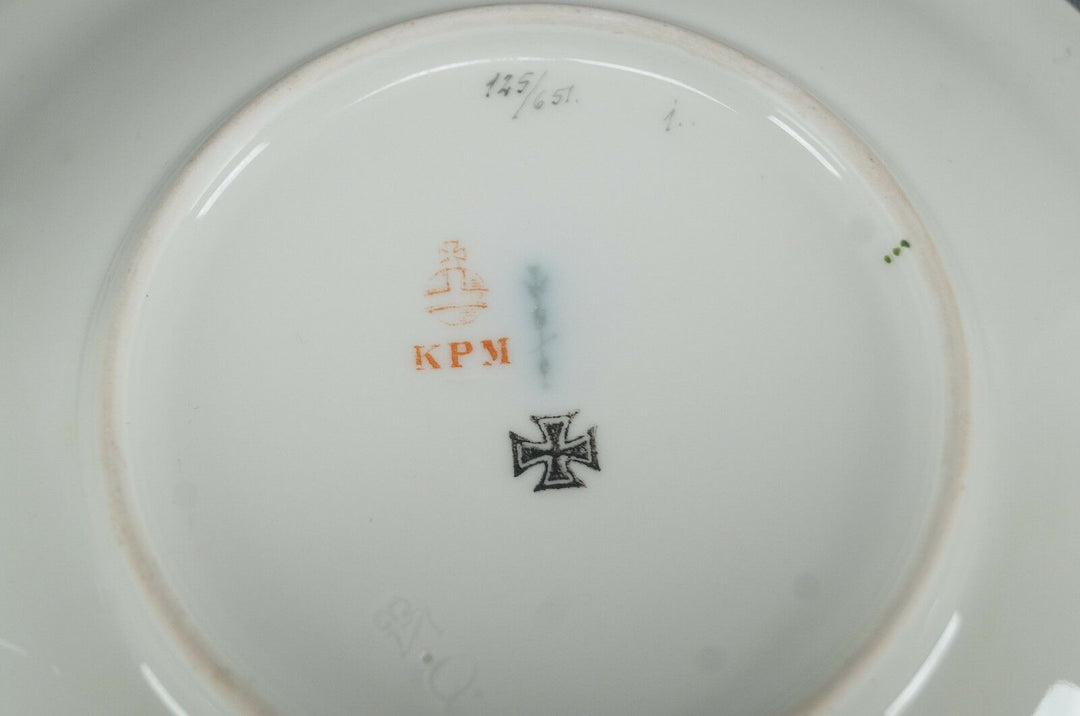 KPM Berlin Hand Painted WWI Frederick the Great Portrait & Green Empire Form Cup