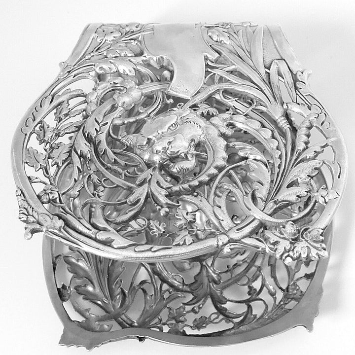 Rare French All Sterling Silver Asparagus or Sandwiches Grip, Dragon