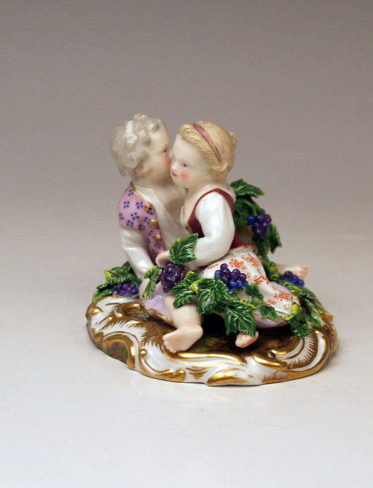 マイセン フィギュリン 可愛らしい子どもたちとブドウ 19世紀後半 1級