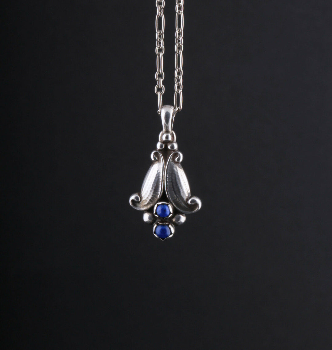 GEORG JENSEN Sterling Silver Pendant Of The Year 1993 with Lapis Lazuli.