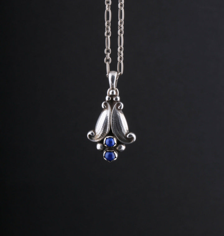 GEORG JENSEN Sterling Silver Pendant Of The Year 1993 with Lapis Lazuli.