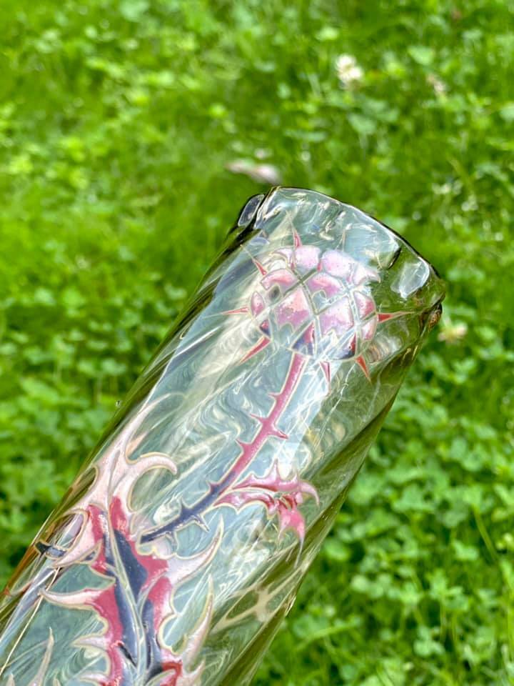 エミールガレ　初期作品　エナメルガラス　アザミの花瓶