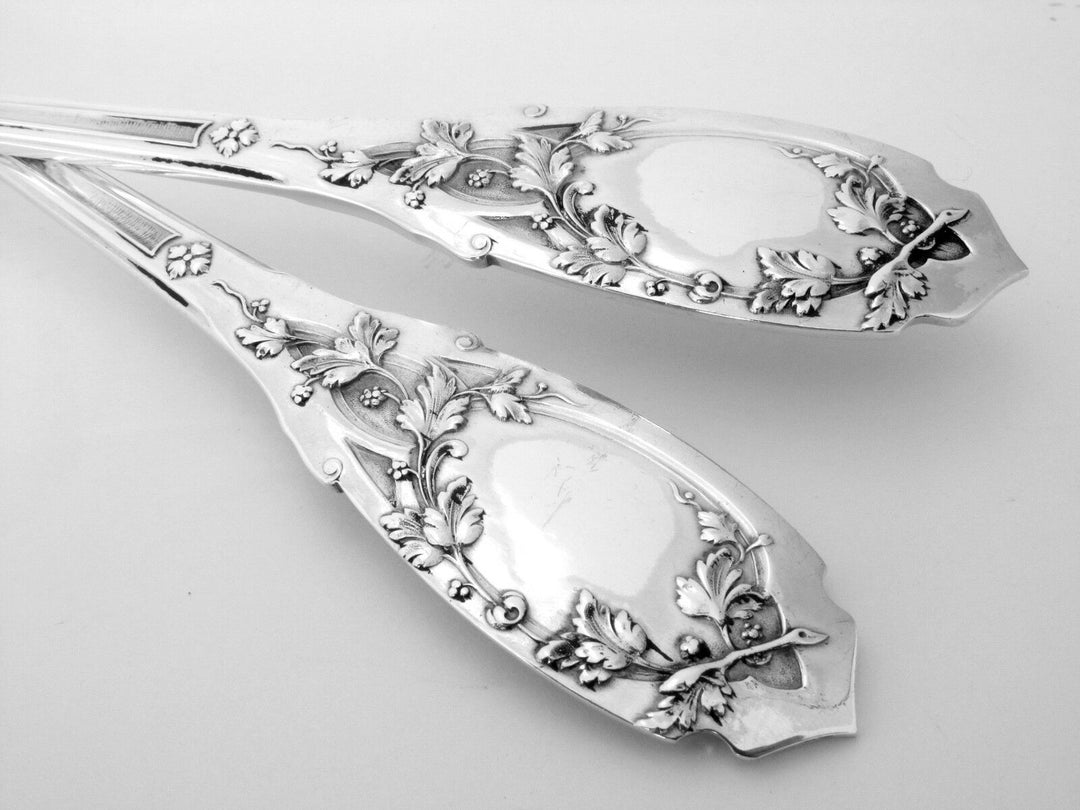 Puiforcat French Sterling Silver 18k Gold Salad Serving Set 2 Pc, Moderne