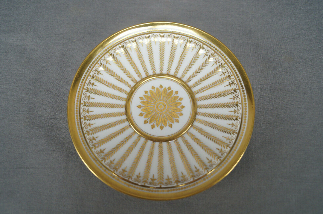 Authentic Sevres Gold Gilt Laurel Leaves Empire Form Tea Cup & Saucer Circa 1822