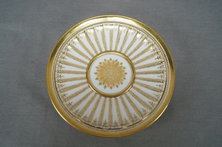 Authentic Sevres Gold Gilt Laurel Leaves Empire Form Tea Cup & Saucer Circa 1822