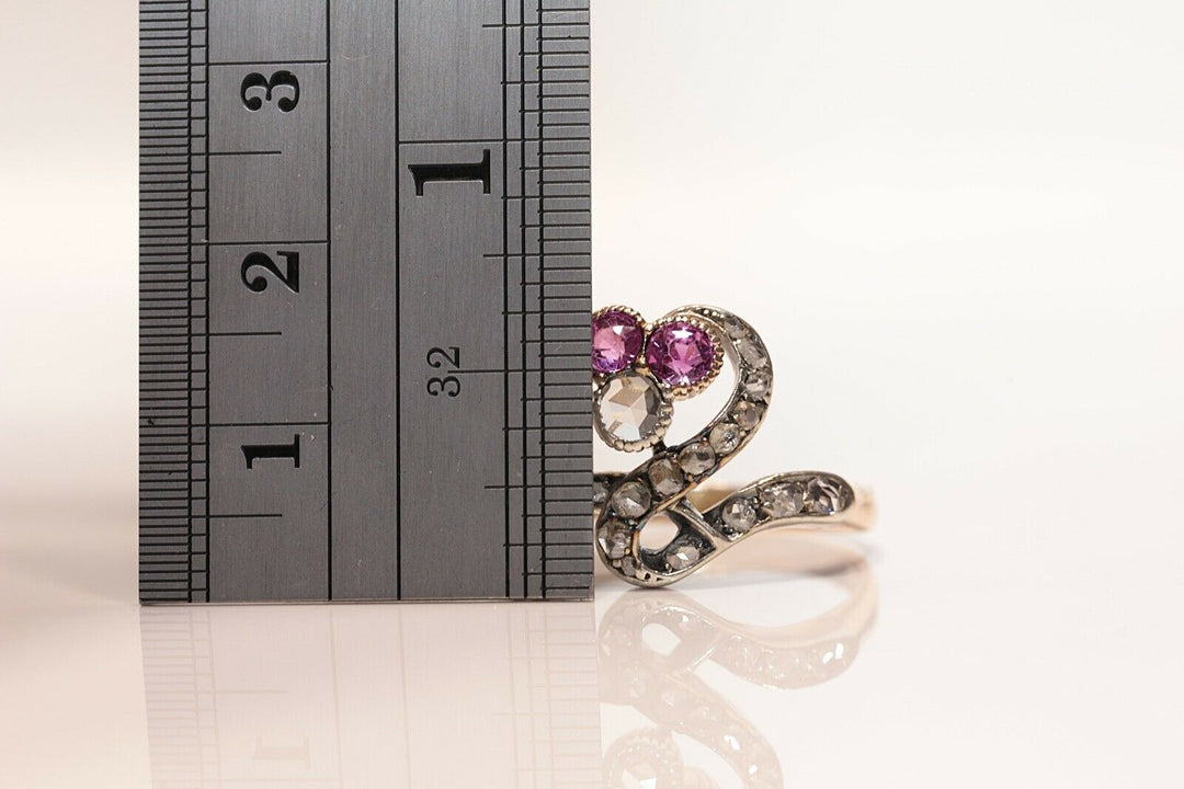 アンティーク オリジナル アールヌーヴォー 18K ナチュラルローズカット　ダイヤモンドのリング