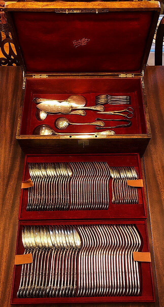 Cardeilhac Antique French Paris 950 Silver Louis XV Pattern Flatware Set Service