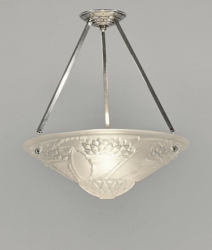 VIARMÉ : FRENCH 1930 ART DECO PENDANT CHANDELIER ....... lustre lamp muller era