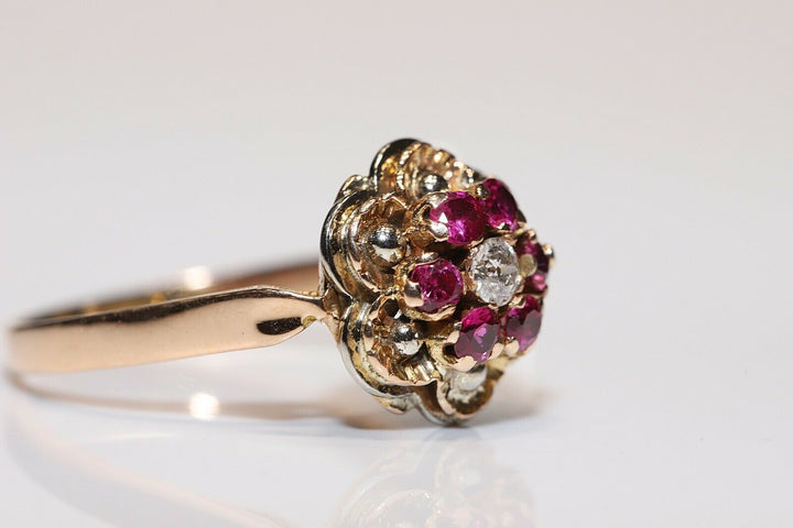 アンティーク 18K ナチュラルダイヤモンドとルビーのヴィクトリアンリング