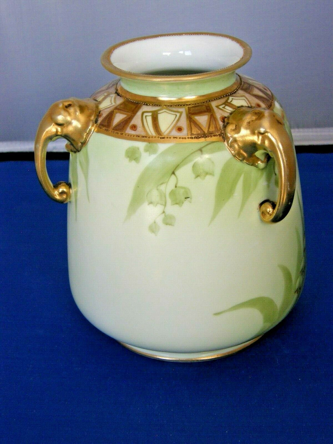 Vase-Lily of the Valley Pattern-3 Elephant Handles-Hand Painted Noritake Nippon