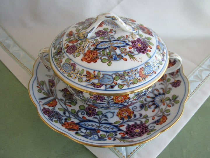 Schöne Meissen Terrine in Dekor Royal Buntes Zwiebelmuster mit Rot und Gold