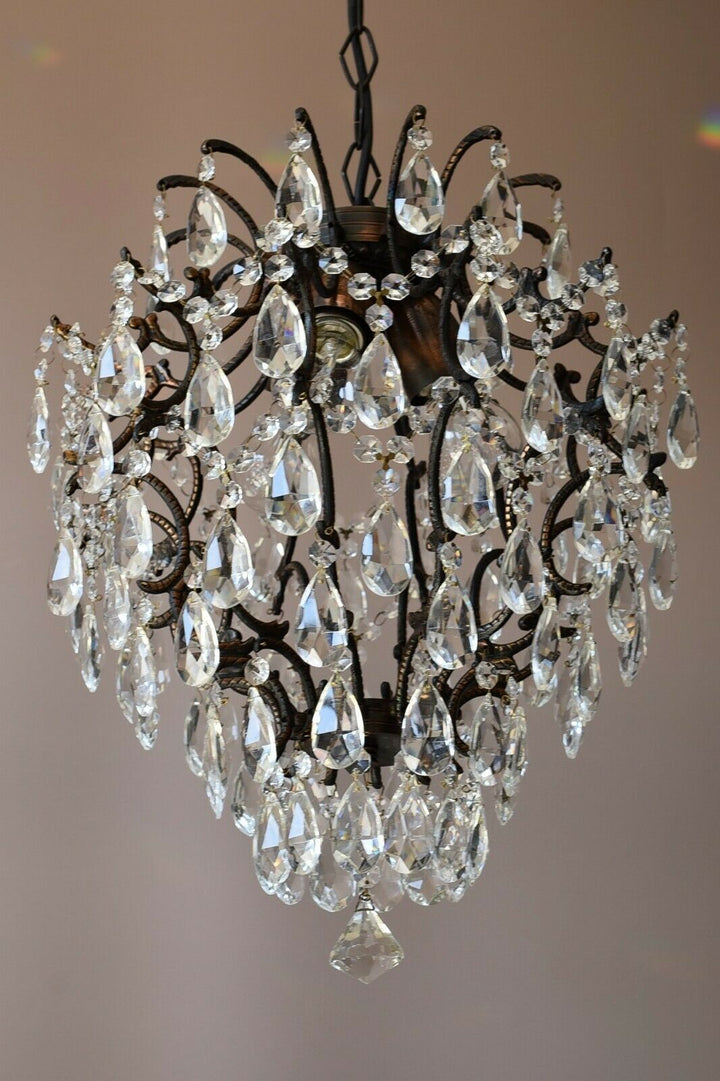 Cage Antique Style Vintage Crystal Chandelier, Bar Lighting Light Pendant Lamp