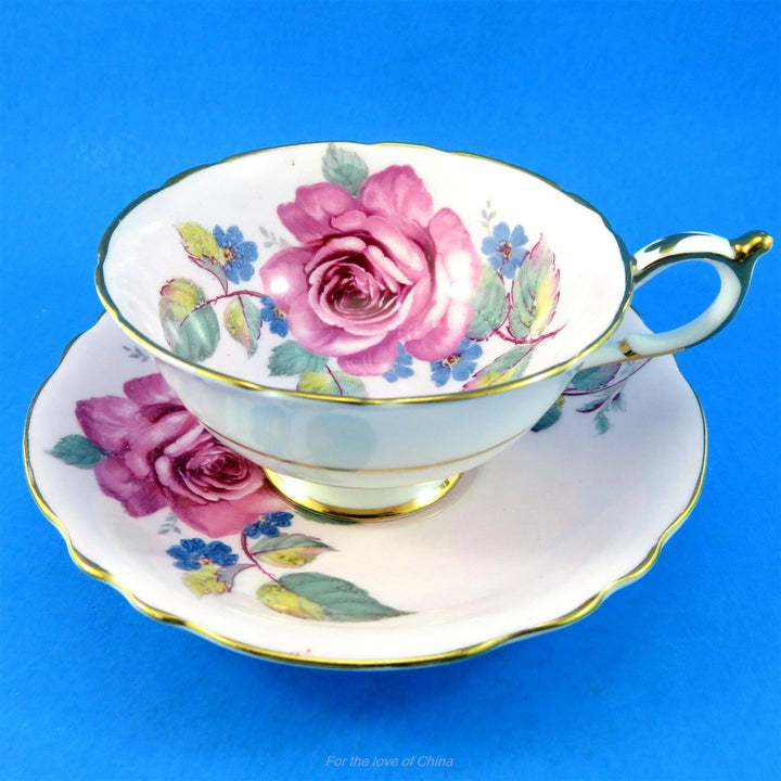 アンティーク　パラゴンのカップ＆ソーサー　ピンクローズと忘れな草