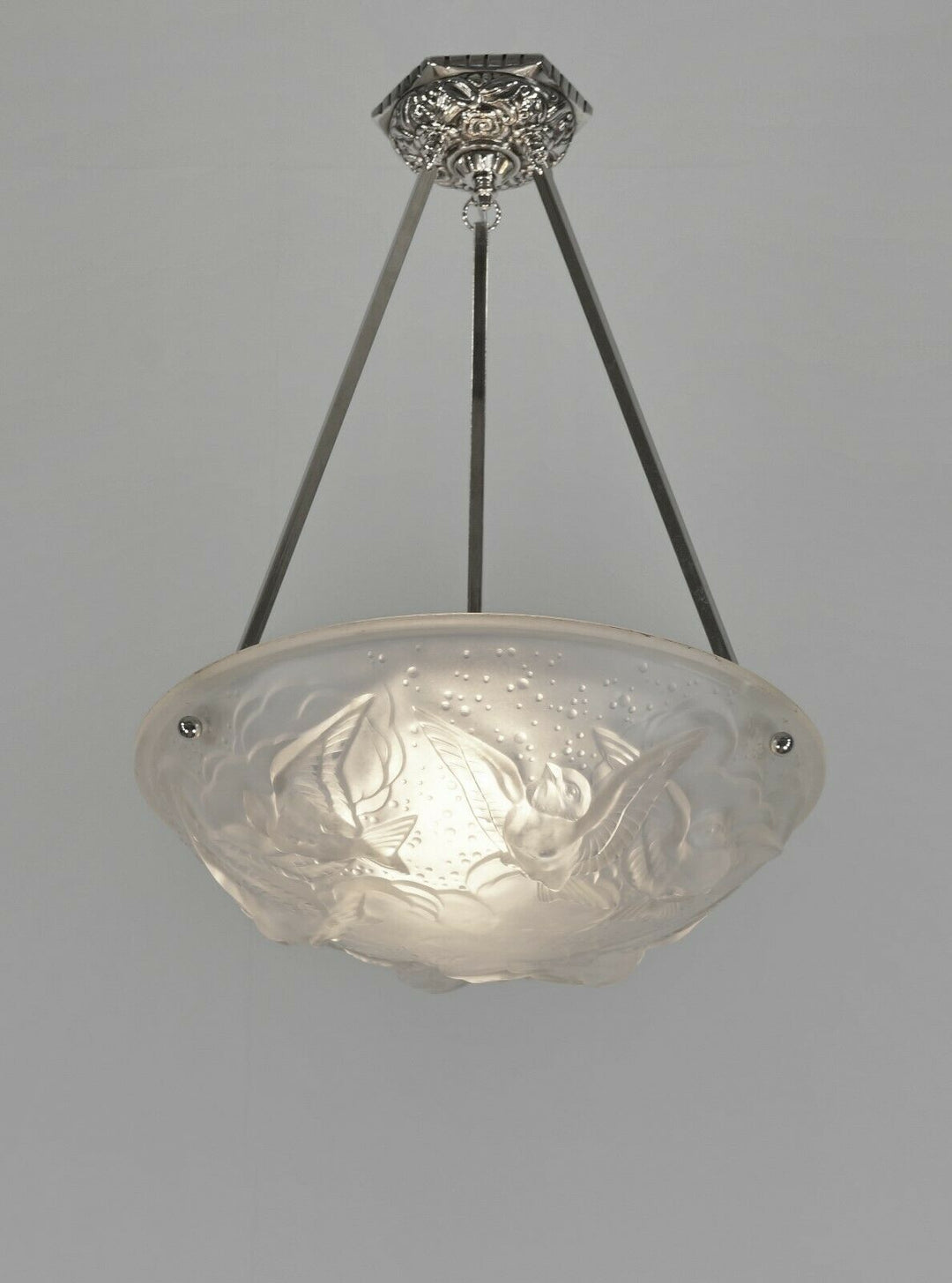 MULLER FRERES : FRENCH 1930 ART DECO PENDANT CHANDELIER . lamp France degue era