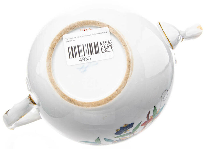 マイセン　ティーポット　シノワズリ　中国の蝶