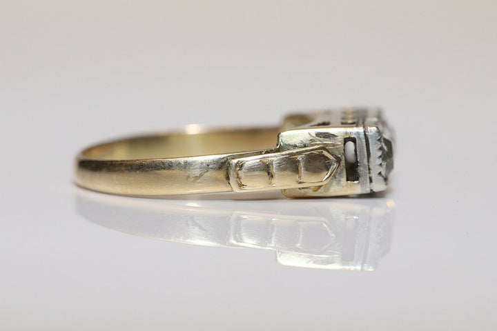 アンティーク 14K ナチュラルローズカットダイヤモンドのヴィクトリアンリング