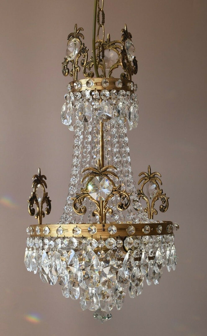 Ornate Antique/ Vintage Crystal Chandelier, Hallway Lighting Light Pendant Lamp
