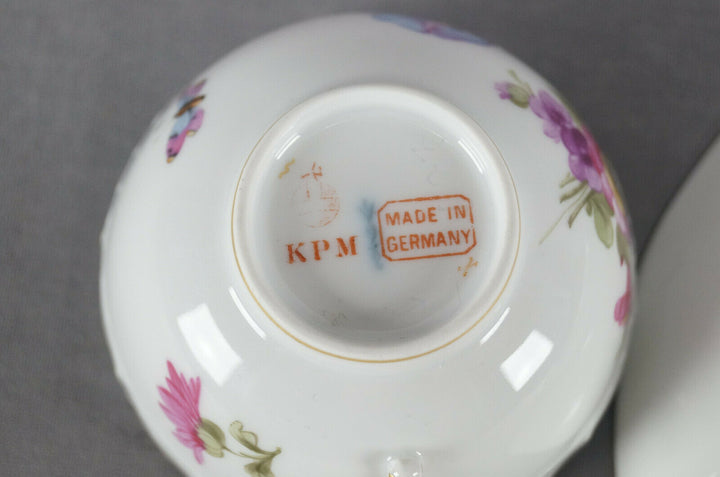 KPM Berlin Hand Painted Dresden Floral Butterfly & Gold Tea Cup & Saucer H