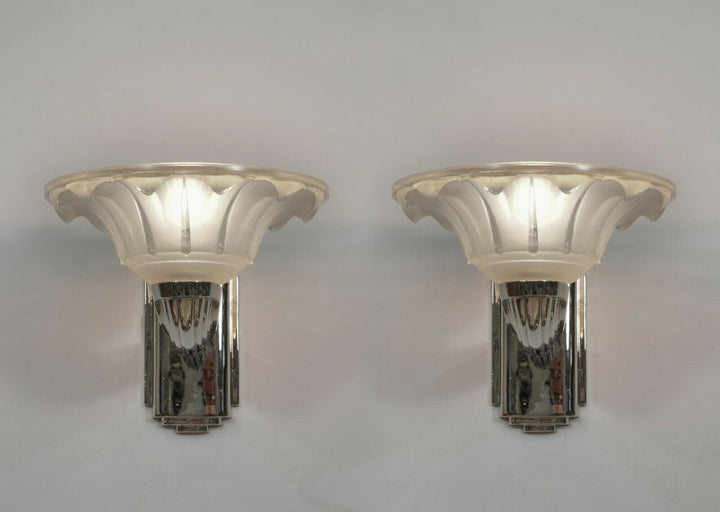 EZAN : a pair of French 1930 Art Deco wall sconces ......... EJG Gauthier France
