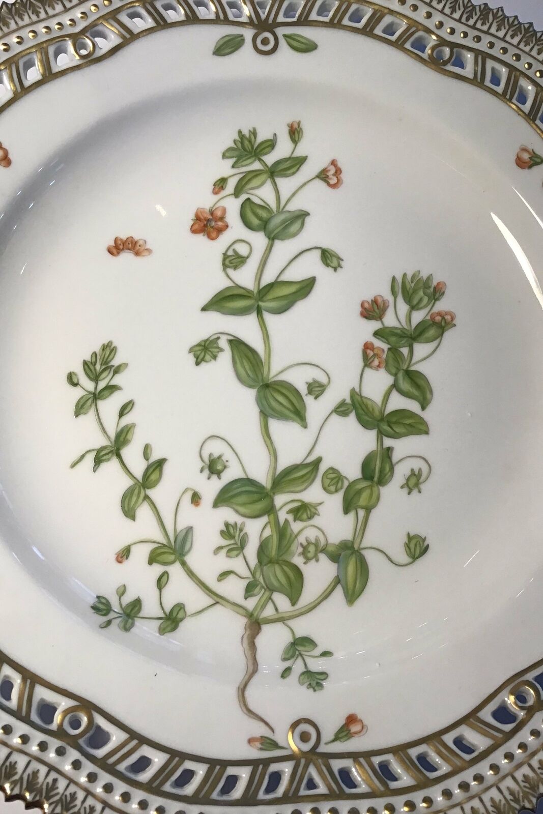 Royal Copenhagen Flora Danica plate with openwork edge No 20/3553