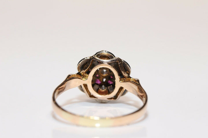 アンティーク 18K ナチュラルダイヤモンドとルビーのヴィクトリアンリング