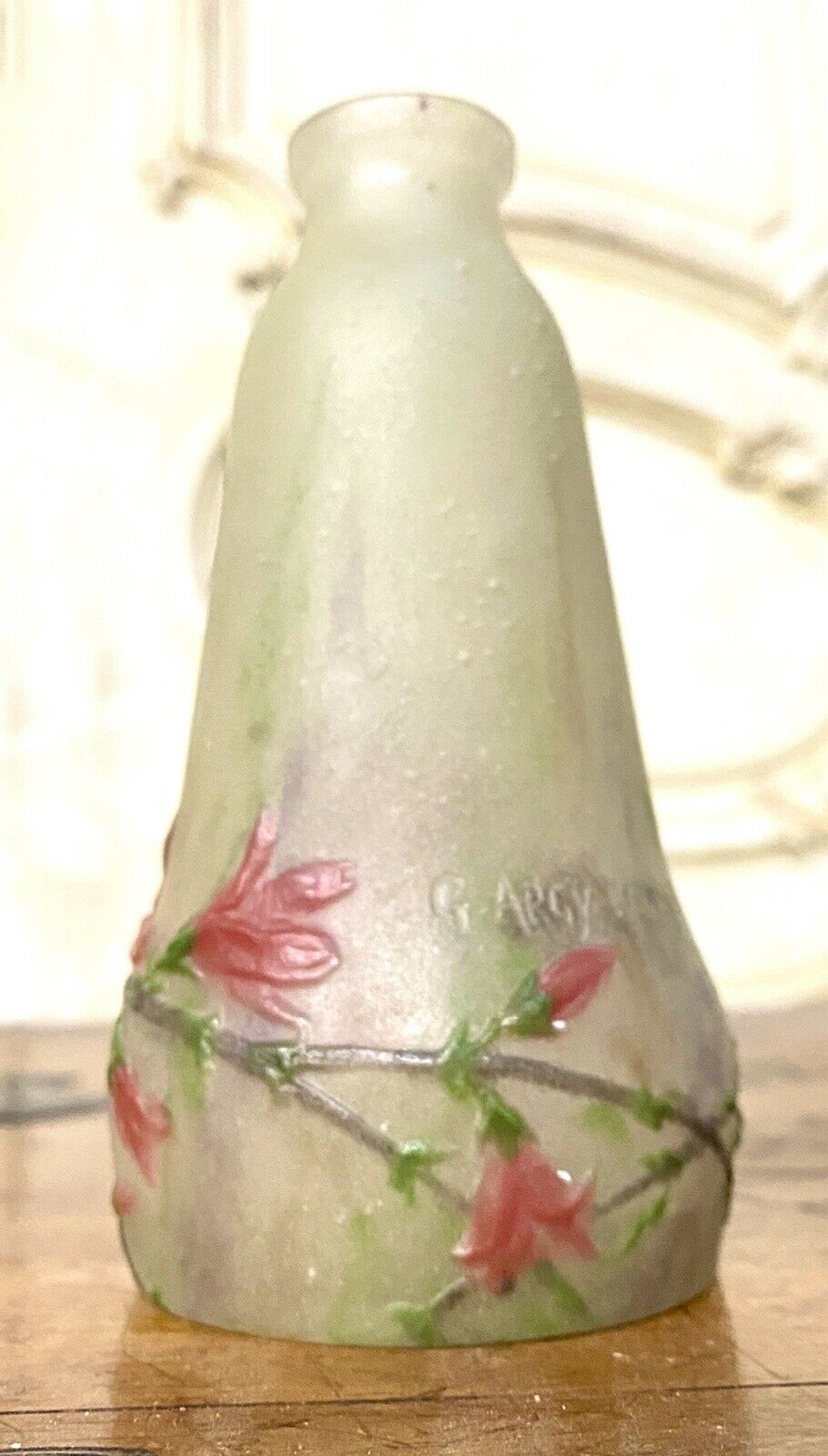 Gabriel Argy-Rousseau - Petit Vase En Pate De Verre, Decor De Fleurs Art Nouveau