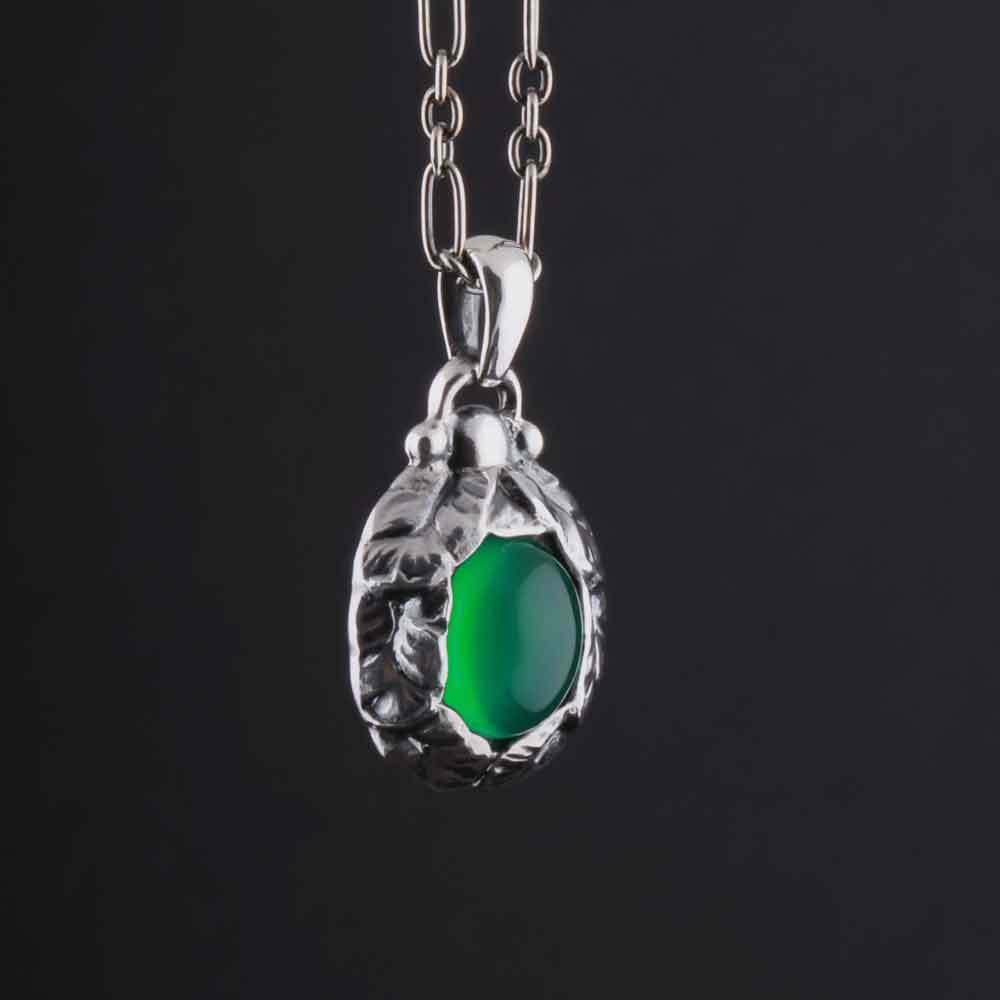 GEORG JENSEN Sterling Pendant Of The Year 1997 / 2017 with Green Agate / Silver