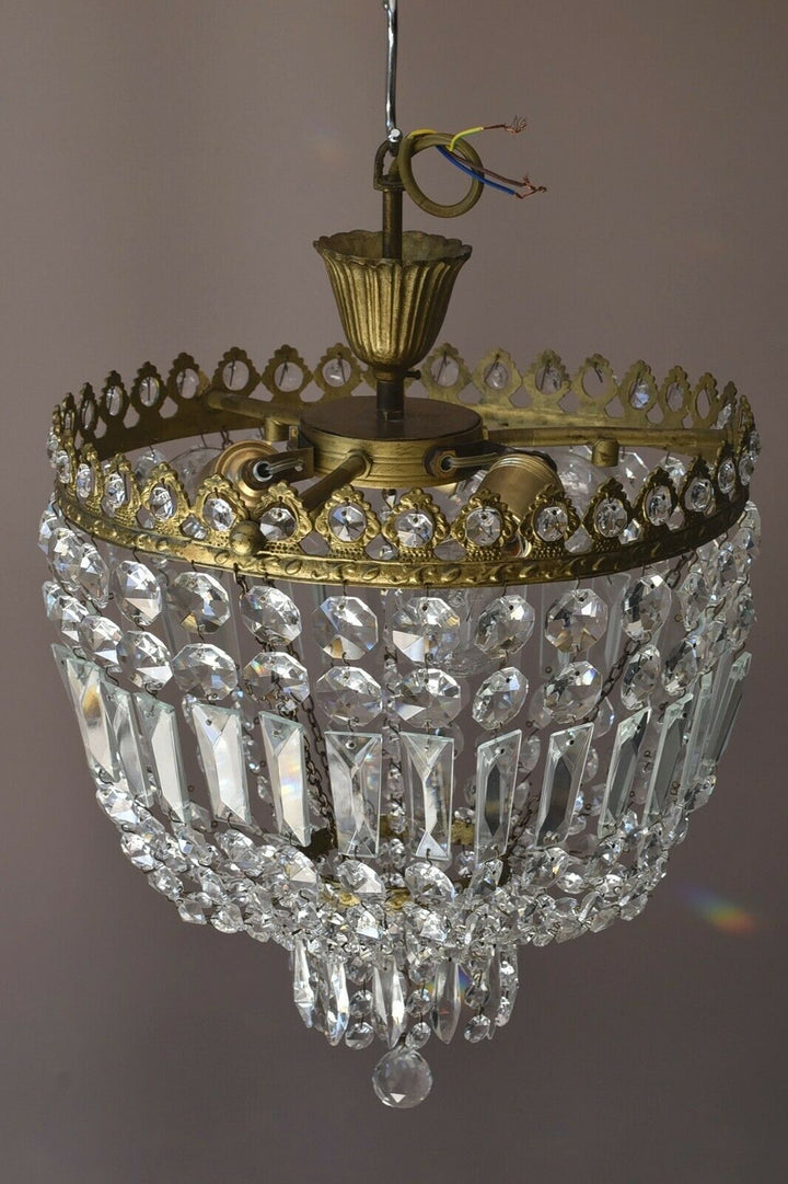 Purse Antique Flush lamp / Vintage Crystal Chandelier, Home Lighting Brass LAMP
