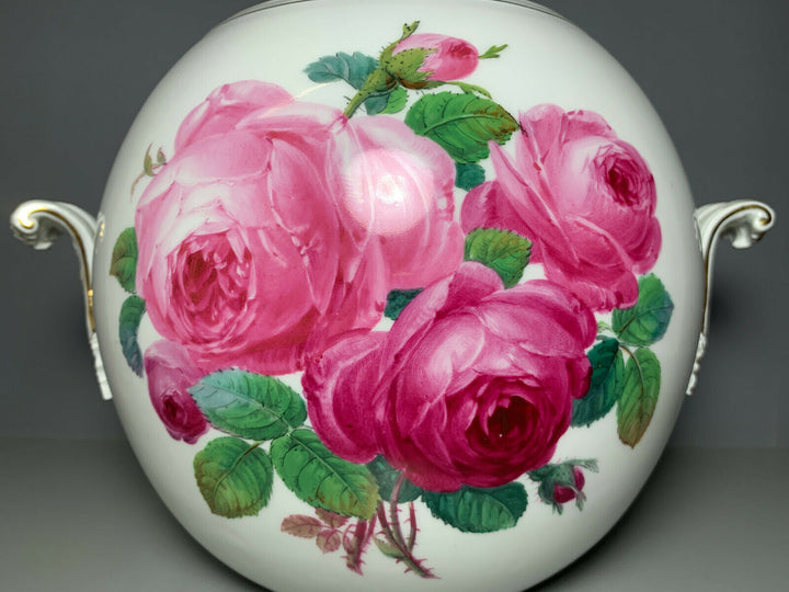 GROSSE MEISSEN BOWLE DECKEL TERRINE BLUMEN ROSEN ROSENMALEREI GUTER ZUSTAND