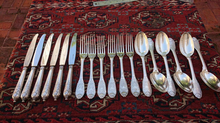 CHRISTOFLE CARDEILHAC STERLING SILVER DINNER SET FOR SIX WITH 18 PIECES