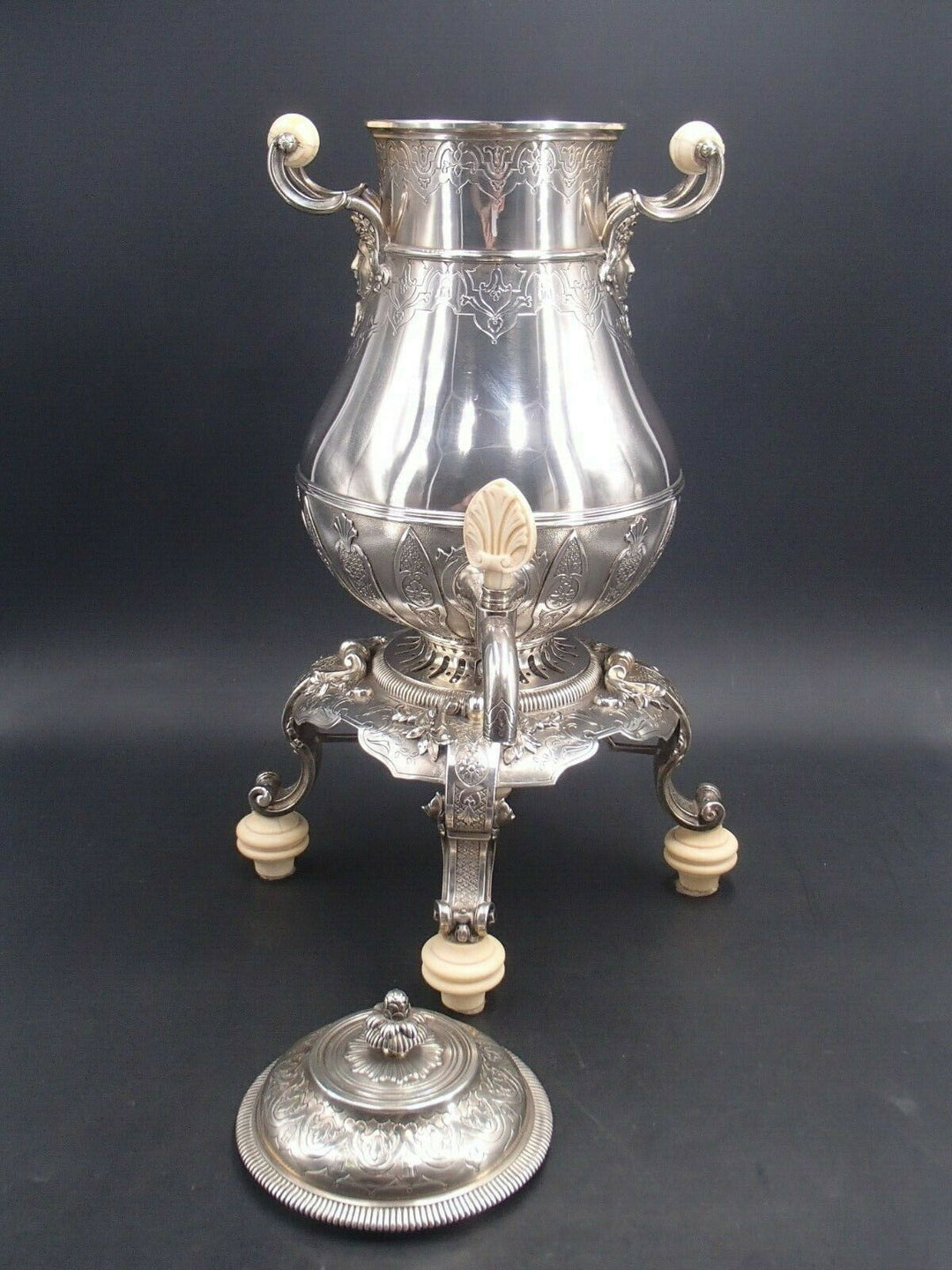 CARDEILHAC RARE SAMOVAR FONTAINE A THE REGENCE EN ARGENT MASSIF POINCON MINERVE