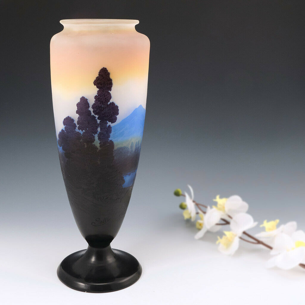 A Very Fine Monumental Galle Landscape Vase c1915