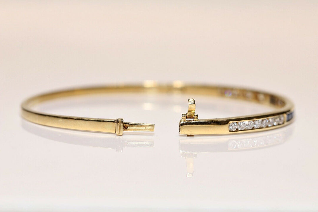 ヴィンテージ 18K ナチュラルダイヤモンドとサファイアのブレスレット