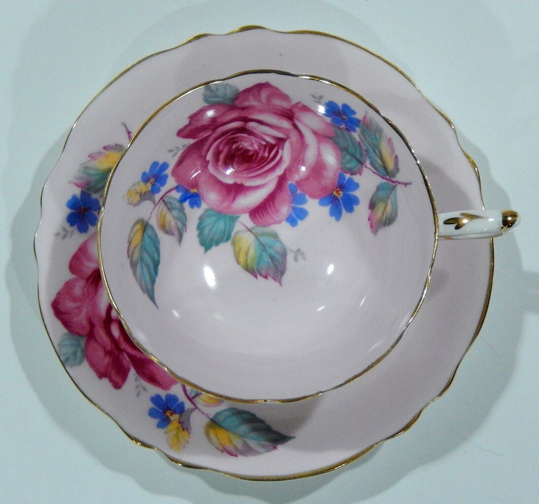 アンティーク　パラゴンのカップ＆ソーサー　ピンクローズと忘れな草２