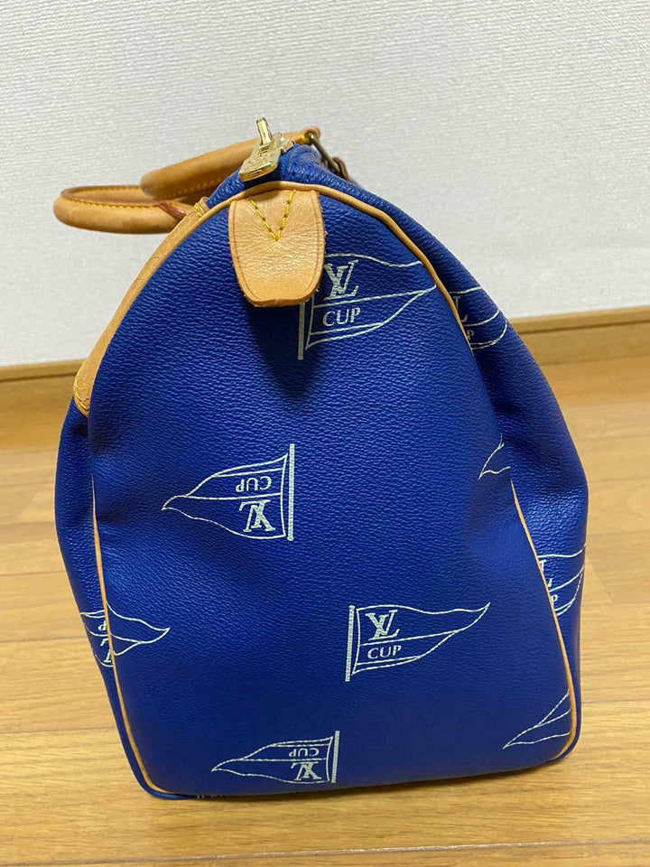 LOUIS VUITTON KEEPALL 45 BAG CUP 1992 BLUE LEATHER VINTAGE Boston LV2