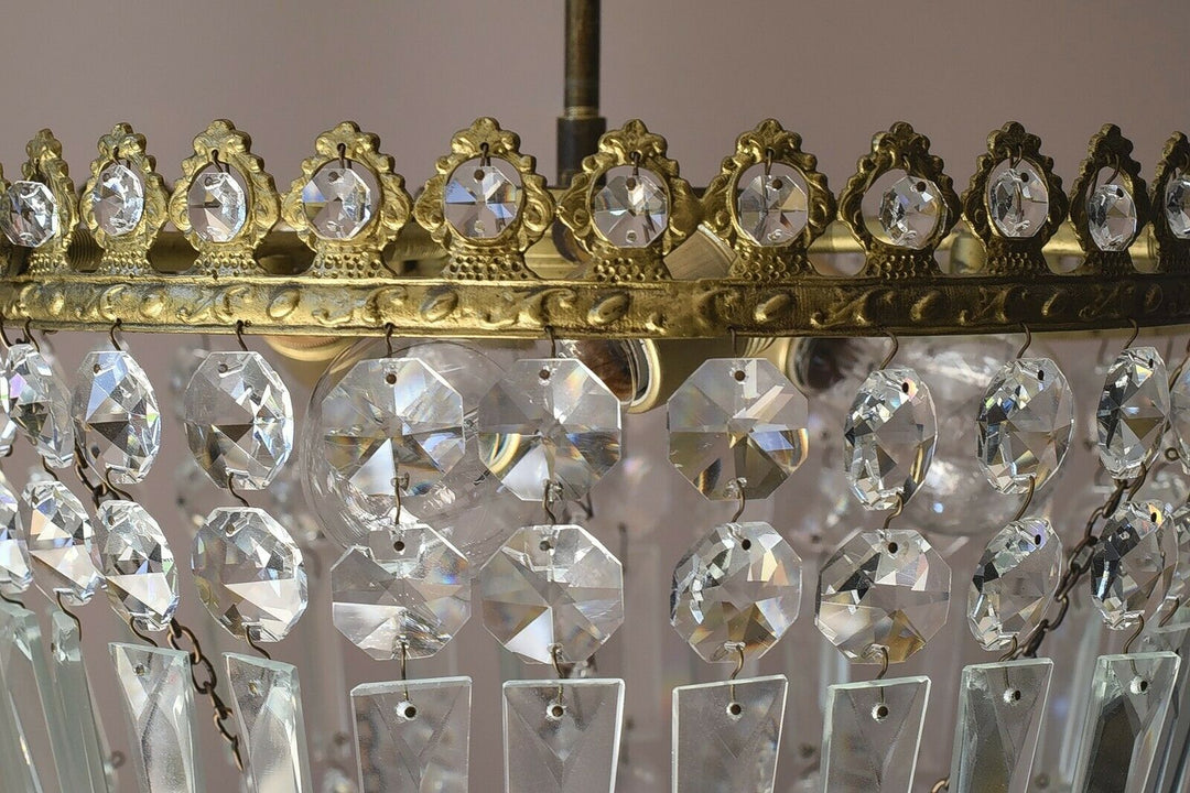 Purse Antique Flush lamp / Vintage Crystal Chandelier, Home Lighting Brass LAMP