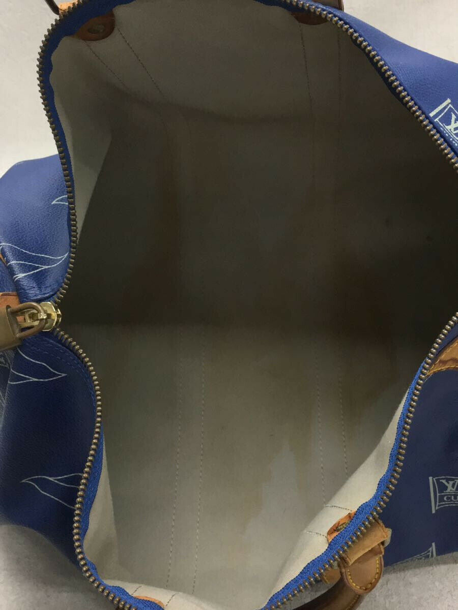 LOUIS VUITTON KEEPALL 45 BAG CUP 1992 BLUE LEATHER VINTAGE Boston