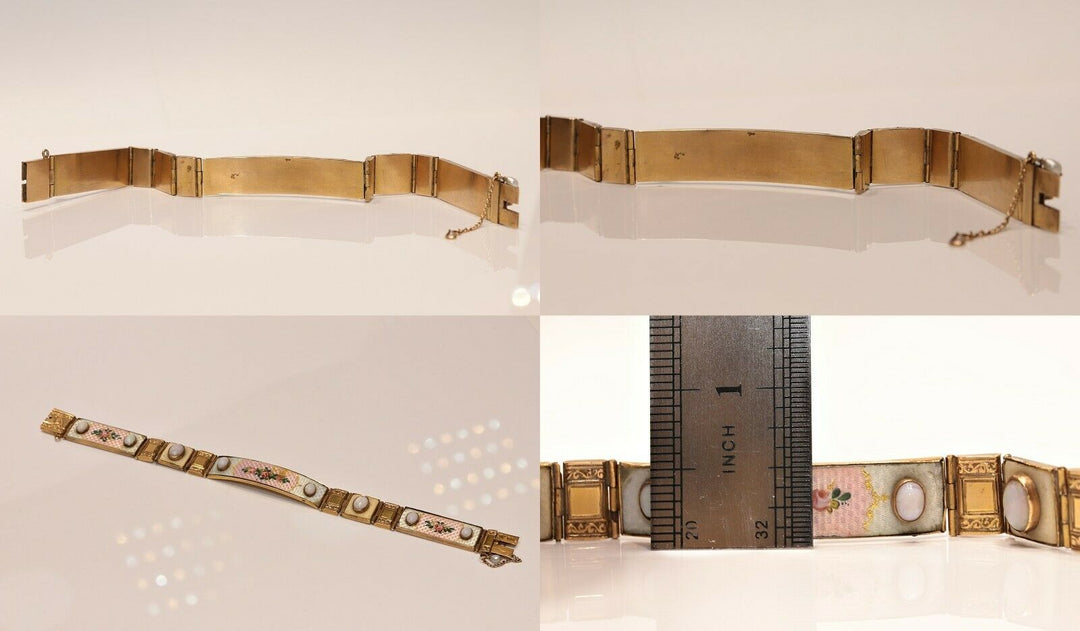 アンティーク ロシア 14K オパリンとエナメルのブレスレット