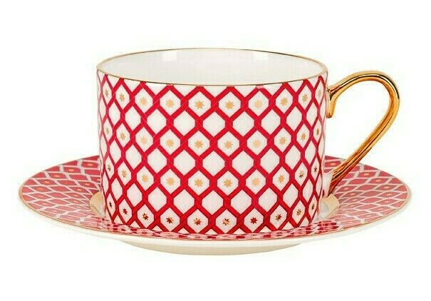 Scarlett Teacup & Saucer by Imperial Porcelain Lomonosov LFZ Fine Russian China