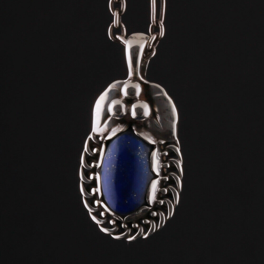 GEORG JENSEN Sterling Silver Pendant Of The Year 1992 w. Lapis Lazuli. VERY RARE