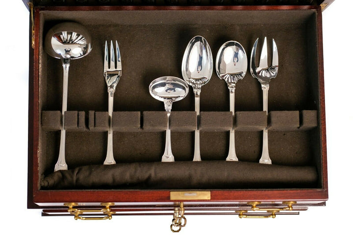 CHRISTOFLE CARDEILHAC French Sterling Silver Flatware In CHEST JOUBERT 138 PS