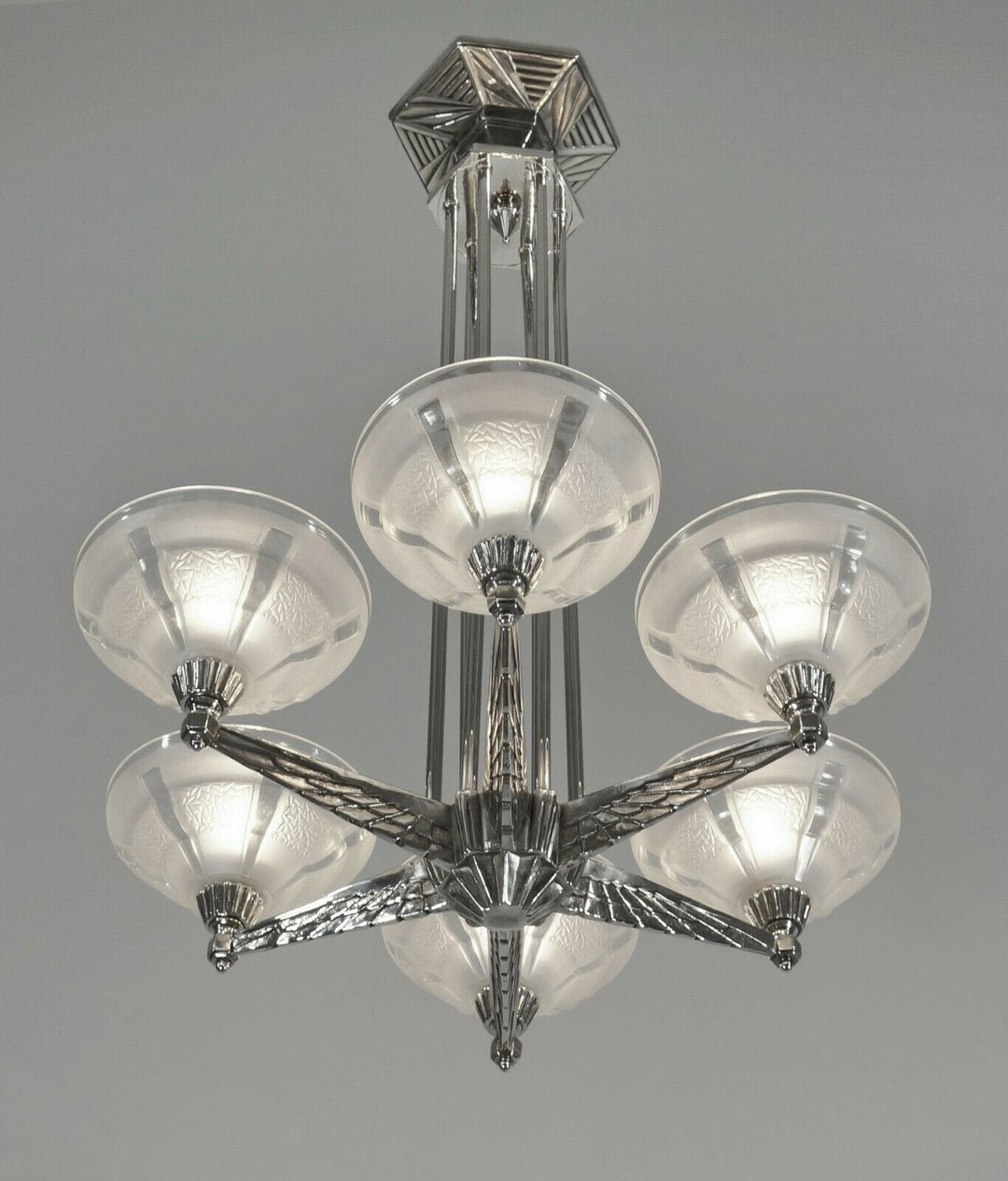 FRENCH 1930 ART DECO CHANDELIER by H.Fournet ...... lamp muller degué era France