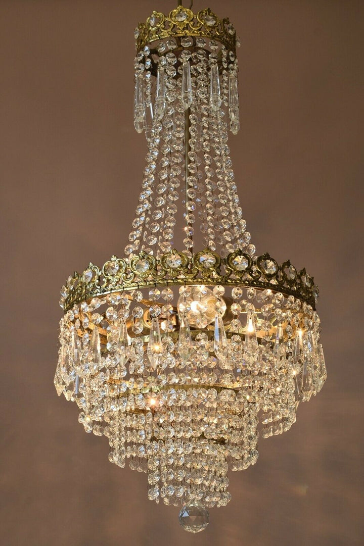 Vintage Crystal Chandelier, Antique French Style Lighting, lamp, Home Lighting